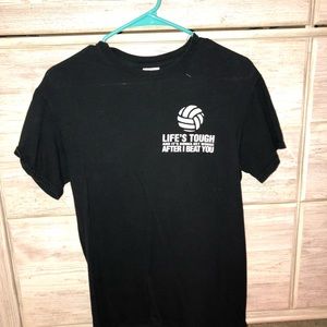 black volleyball t-shirt.